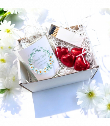 Thank You Daisy Flowers Candle Gift Set | Friends Gift Hamper | Teacher Gift Set | Gift To Say Thanks | Nurses Gift Box UK