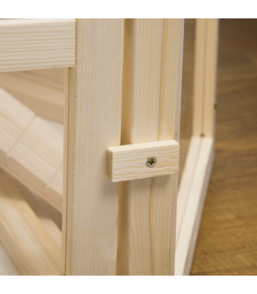 Three-Tier Wooden Hamster Cage Gerbil Play Centre w/ Sliding Tray, Ramps