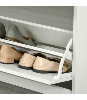 Tipping Shoe Cabinet Hall Organizer  Flip Drawers for Entry 16 Pairs