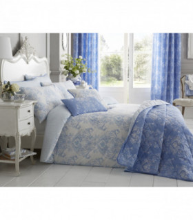 Toile 200 Thread Count Cotton Rich Duvet Cover Set Single Bed Blue