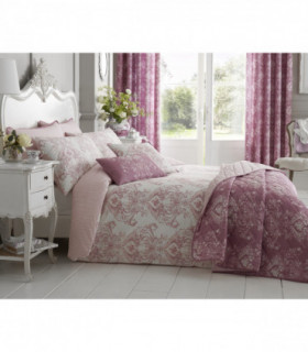 Toile 200 Thread Count Cotton Rich Duvet Cover Set Single Bed Pink