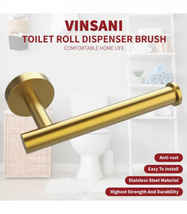 VINSANI 2pk TOILET ROLL DISPENSER BRUSH GOLDEN 1010077