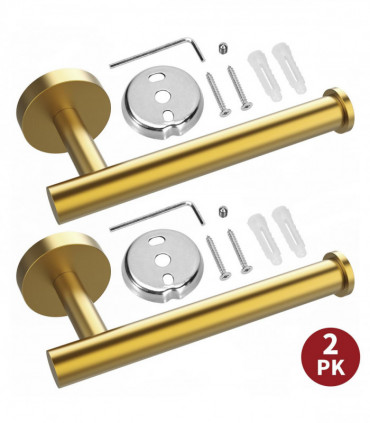 VINSANI 2pk TOILET ROLL DISPENSER BRUSH GOLDEN 1010077