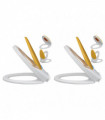 Toilet Seats with Soft Close Lids 2pcs Plastic White and Yellow