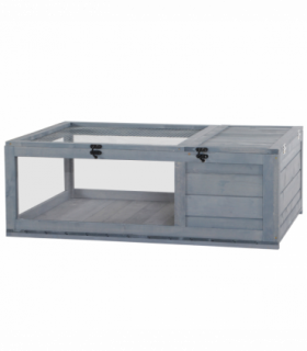 Tortoise House with Mesh Roof, Small Pet Reptile Wooden House, Grey