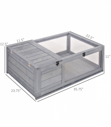 Tortoise House with Mesh Roof, Small Pet Reptile Wooden House, Grey