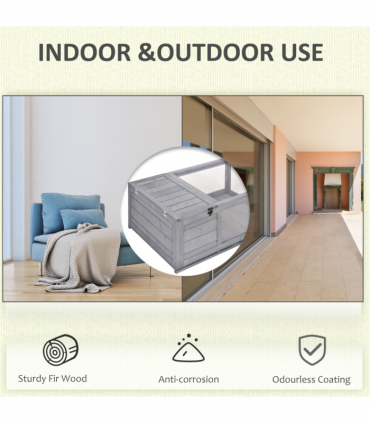 Tortoise House with Mesh Roof, Small Pet Reptile Wooden House, Grey