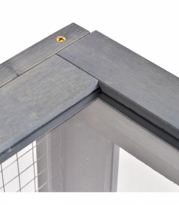 Tortoise House with Mesh Roof, Small Pet Reptile Wooden House, Grey