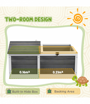 Tortoise House with Openable Top, Tray, for Indoor and Outdoor use - Grey