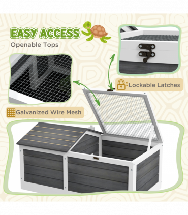 Tortoise House with Openable Top, Tray, for Indoor and Outdoor use - Grey
