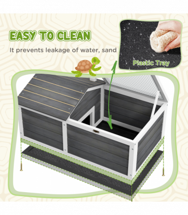 Tortoise House with Openable Top, Tray, for Indoor and Outdoor use - Grey