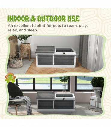 Tortoise House with Openable Top, Tray, for Indoor and Outdoor use - Grey