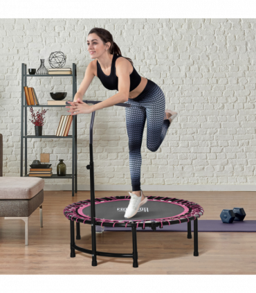 Trampoline Outdoor Bouncer Jumper Adjustable Handle Adult Kid Pink HOMCOM