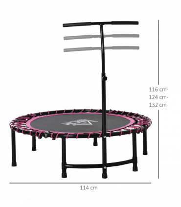 Trampoline Outdoor Bouncer Jumper Adjustable Handle Adult Kid Pink HOMCOM