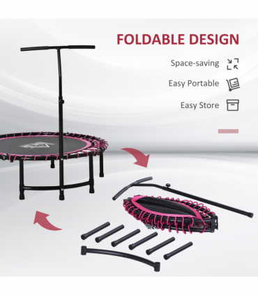 Trampoline Outdoor Bouncer Jumper Adjustable Handle Adult Kid Pink HOMCOM