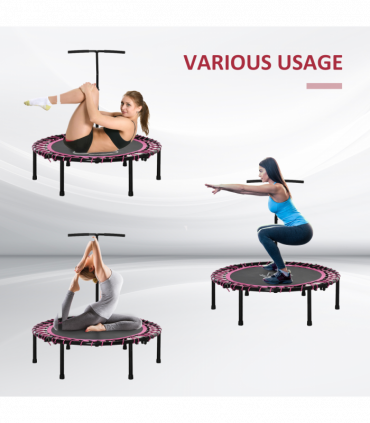 Trampoline Outdoor Bouncer Jumper Adjustable Handle Adult Kid Pink HOMCOM