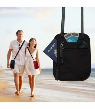 Travel Body Wallet with RFID Protection Passport Holder, Black