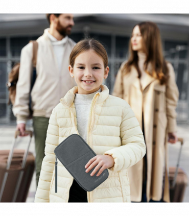 Vinsani Family Travel Holiday Wallet Passport Holder & Document Organiser Case Men Women for Tickets, ID Card, Credit Cards, Currency Holder-Grey