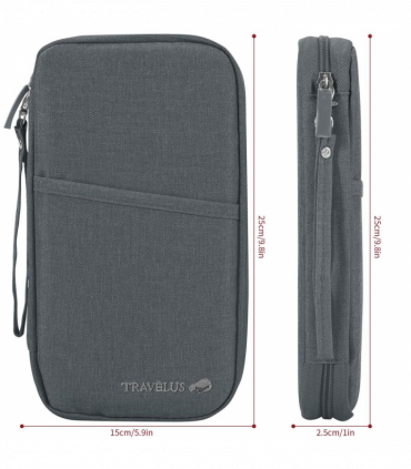 Vinsani Family Travel Holiday Wallet Passport Holder & Document Organiser Case Men Women for Tickets, ID Card, Credit Cards, Currency Holder-Grey