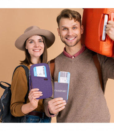 Vinsani Family Travel Holiday Wallet Passport Holder & Document Organiser Case Men Women for Tickets, ID Card, Credit Cards, Currency Holder – Purple