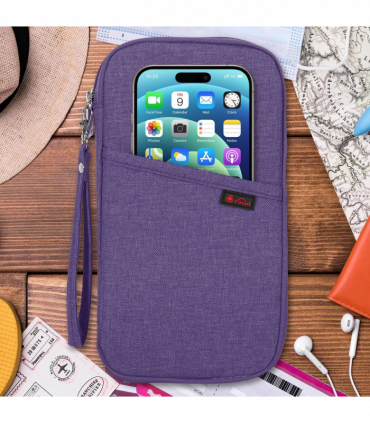 Vinsani Family Travel Holiday Wallet Passport Holder & Document Organiser Case Men Women for Tickets, ID Card, Credit Cards, Currency Holder – Purple