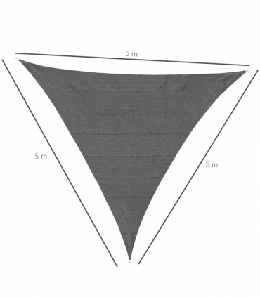 Triangle Sun Shade Sail  5x5x5m HDPE UV Block Charcoal