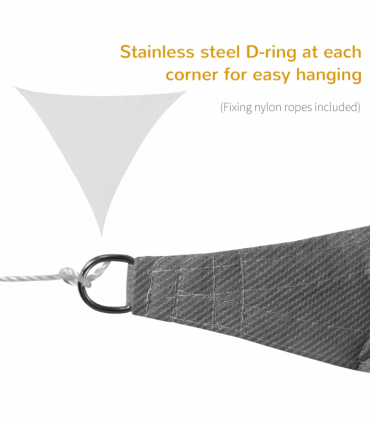 Triangle Sun Shade Sail  5x5x5m HDPE UV Block Charcoal