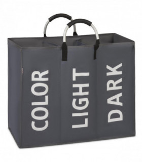 Vinsani Triple Collapsible Washing Laundry Basket Bag (3 Colors) for Bedroom, Fabric (Dark Grey)