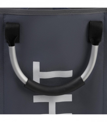 Vinsani Triple Collapsible Washing Laundry Basket Bag (3 Colors) for Bedroom, Fabric (Dark Grey)