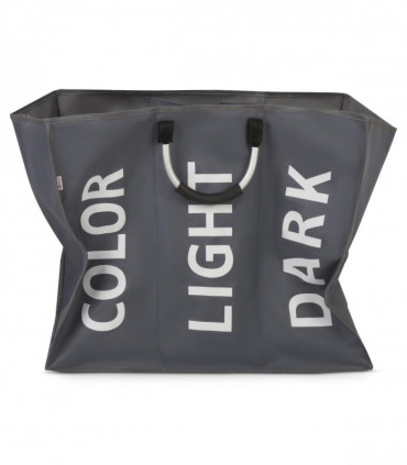 Vinsani Triple Collapsible Washing Laundry Basket Bag (3 Colors) for Bedroom, Fabric (Dark Grey)