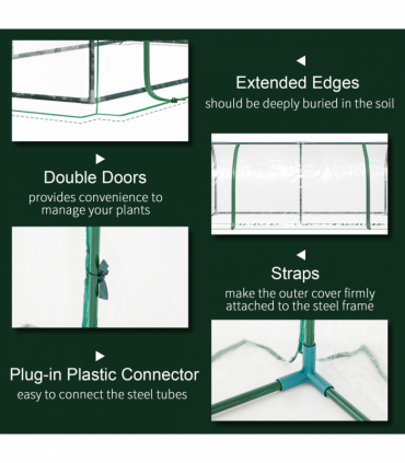 Tunnel Greenhouse Green Grow House Steel Frame Garden Outdoor 200 x 100 x 80cm
