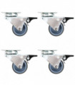 Twin-wheel Swivel Casters with Double Brakes 4 pcs 50 mm