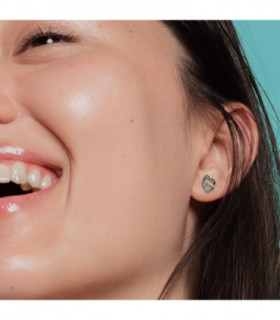 Two Hearts Silver Stud Earrings