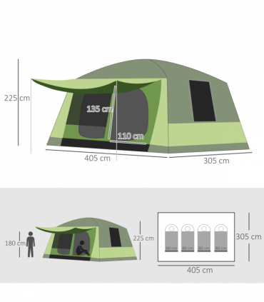 Two Room Dome Tent Camping Shelter w/ Porch and Portable Carry Bag Outsunny