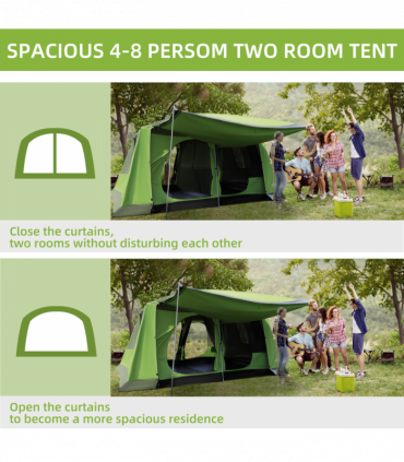 Two Room Dome Tent Camping Shelter w/ Porch and Portable Carry Bag Outsunny
