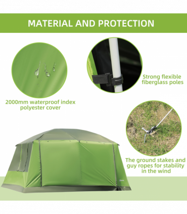 Two Room Dome Tent Camping Shelter w/ Porch and Portable Carry Bag Outsunny