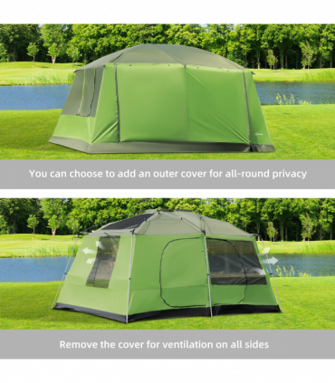 Two Room Dome Tent Camping Shelter w/ Porch and Portable Carry Bag Outsunny