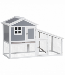 Two-Tier Rabbit Hutch Guinea Pig Cage w/ Sunlight Panel, roof, Slide-Out Tray