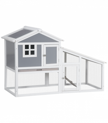 Two-Tier Rabbit Hutch Guinea Pig Cage w/ Sunlight Panel, roof, Slide-Out Tray