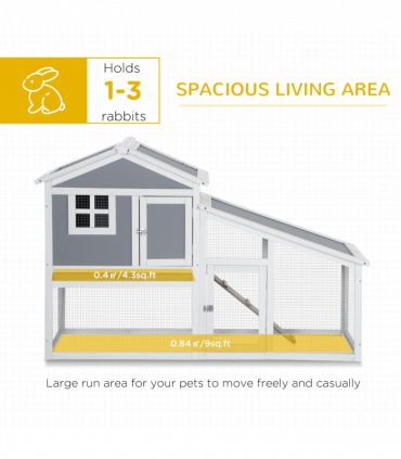 Two-Tier Rabbit Hutch Guinea Pig Cage w/ Sunlight Panel, roof, Slide-Out Tray