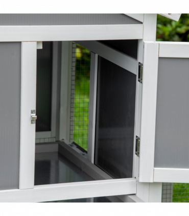 Two-Tier Rabbit Hutch Guinea Pig Cage w/ Sunlight Panel, roof, Slide-Out Tray