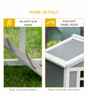 Two-Tier Rabbit Hutch Guinea Pig Cage w/ Sunlight Panel, roof, Slide-Out Tray