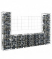 U-shape Gabion Basket with 2 Posts Iron 140x20x100 cm