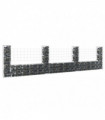 U-shape Gabion Basket with 4 Posts Iron 380x20x100 cm