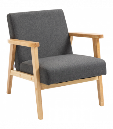 Upholstered Armchair Accent Chair w/ Rubber Wood Legs for Living Room Dark Grey