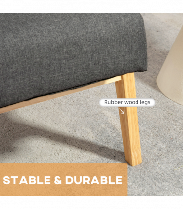 Upholstered Armchair Accent Chair w/ Rubber Wood Legs for Living Room Dark Grey