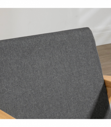 Upholstered Armchair Accent Chair w/ Rubber Wood Legs for Living Room Dark Grey