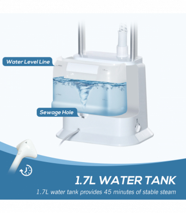 Upright Garment Clothes Steamer, 45s Fast Heat-up, 1.7L Tank White w/