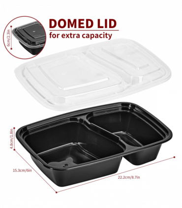 VINSANI 10pk 2 COMPARTMENTS MEAL PREP CONTAINERS 1010424