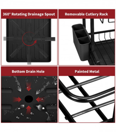 VINSANI 2 TIER DISH DRAINER BLACK 1010429